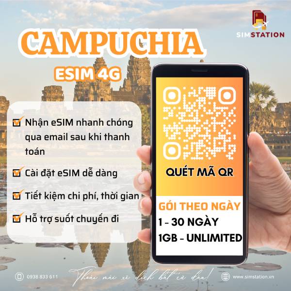 ESIM Campuchia - Gói Theo Ngày
