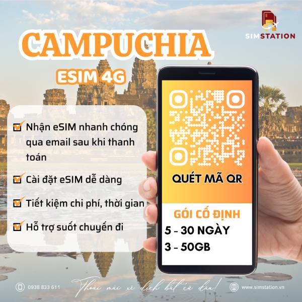 ESIM Campuchia - Gói Cố Định