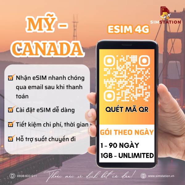 eSIM Mỹ - Canada - Gói Theo Ngày