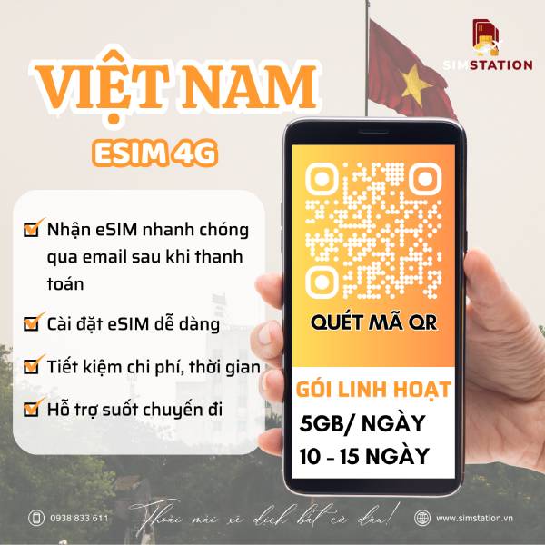 ESIM Việt Nam - Gói Theo Ngày - Xuất Esim Là Kích Hoạt Ngay