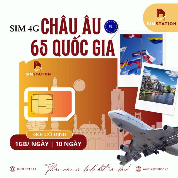 Sim Châu Âu 65 Nước - Gói Cố Định