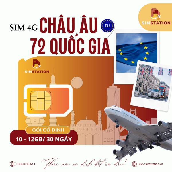 Sim Châu Âu Three UK - Gói Cố Định