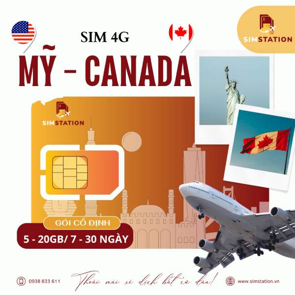Sim Mỹ - Canada ( Chỉ Data ) - Gói Cố Định