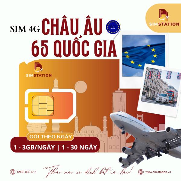 Sim Châu Âu 65 Nước - Gói Theo Ngày