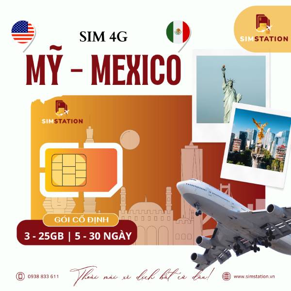 Sim Mỹ - Mexico ( Chỉ có data ) - Gói Cố Định