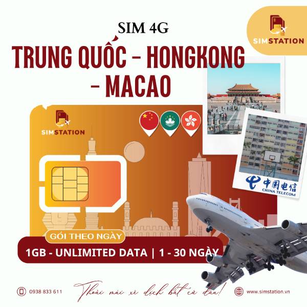 Sim Trung Quốc - Hongkong - Macau (China Telecom): Gói Theo Ngày