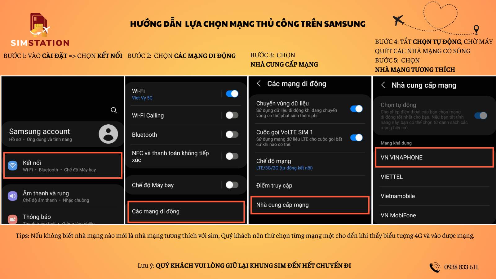 HƯỚNG DẪN LỰA CHỌN MẠNG THỦ CÔNG TRÊN SAMSUNG