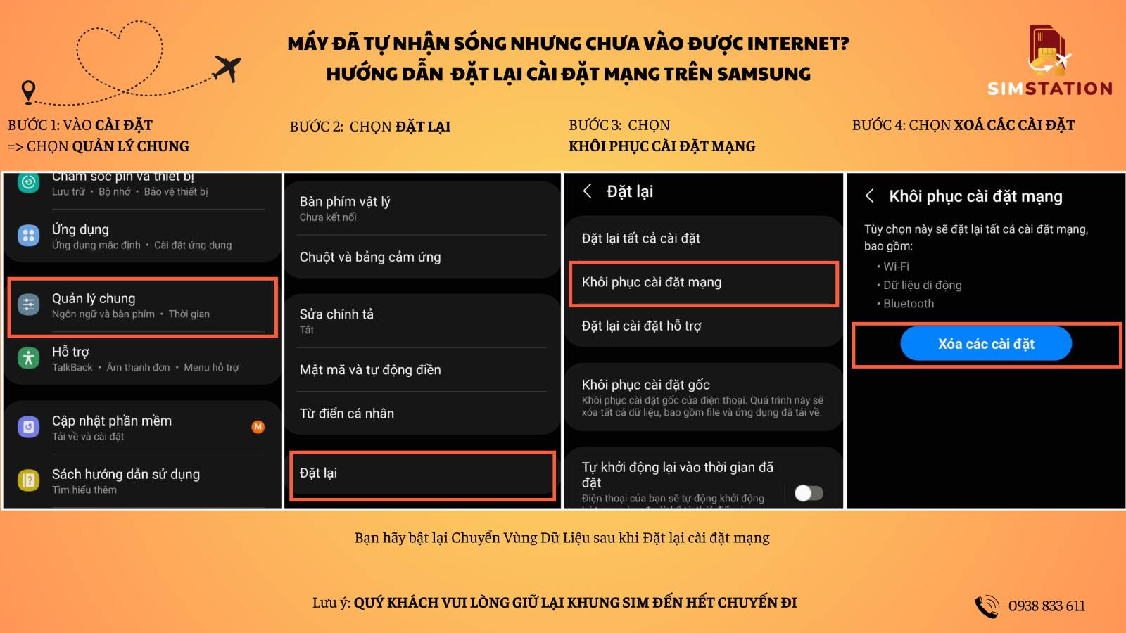 HƯỚNG DẪN ĐẶT LẠI CÀI ĐẶT MẠNG TRÊN SAMSUNG