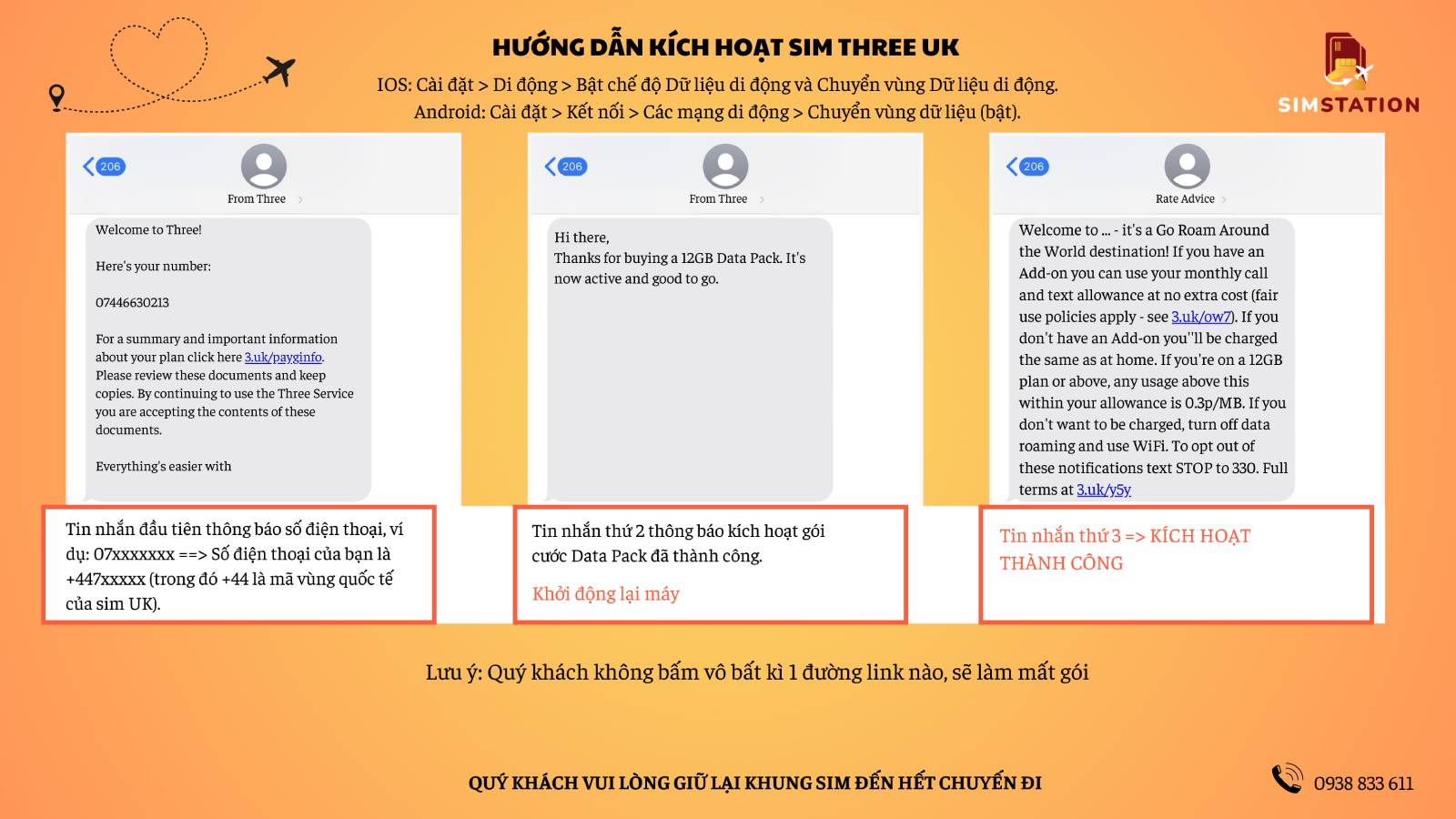 HƯỚNG DẪN KÍCH HOẠT SIM THREE UK