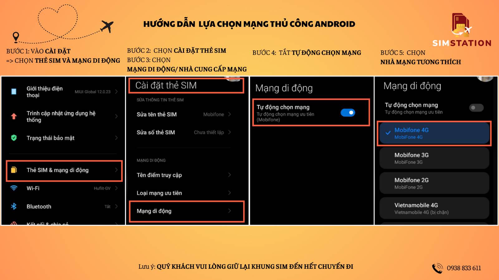 HƯỚNG DẪN LỰA CHỌN MẠNG THỦ CÔNG ANDROID
