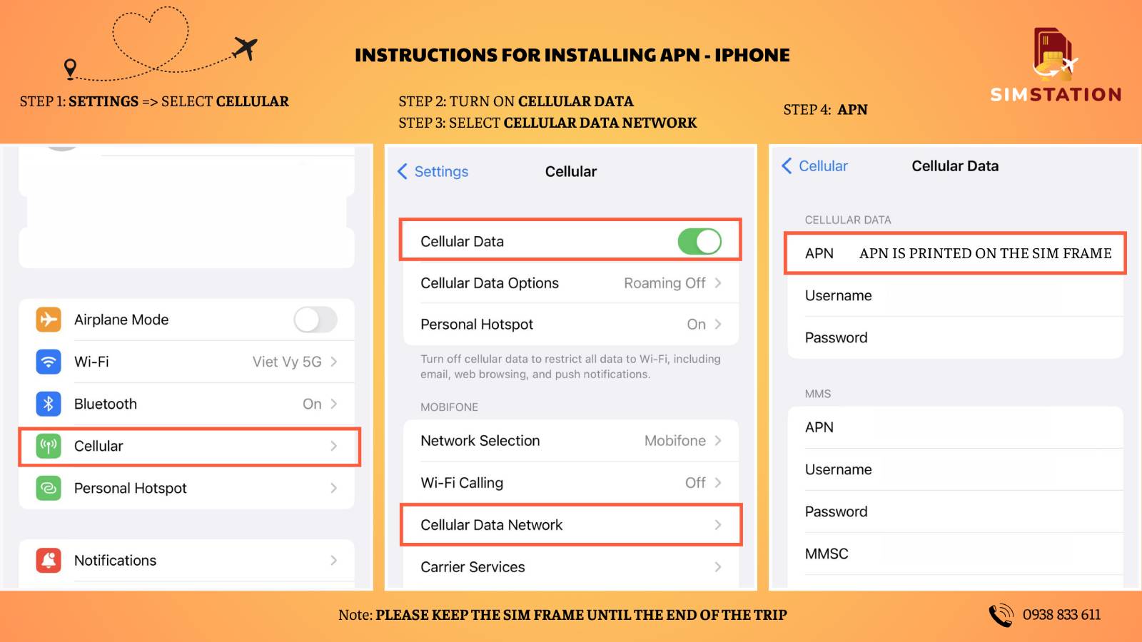 INSTRUCTIONS FOR INSTALLING APN - IPHONE