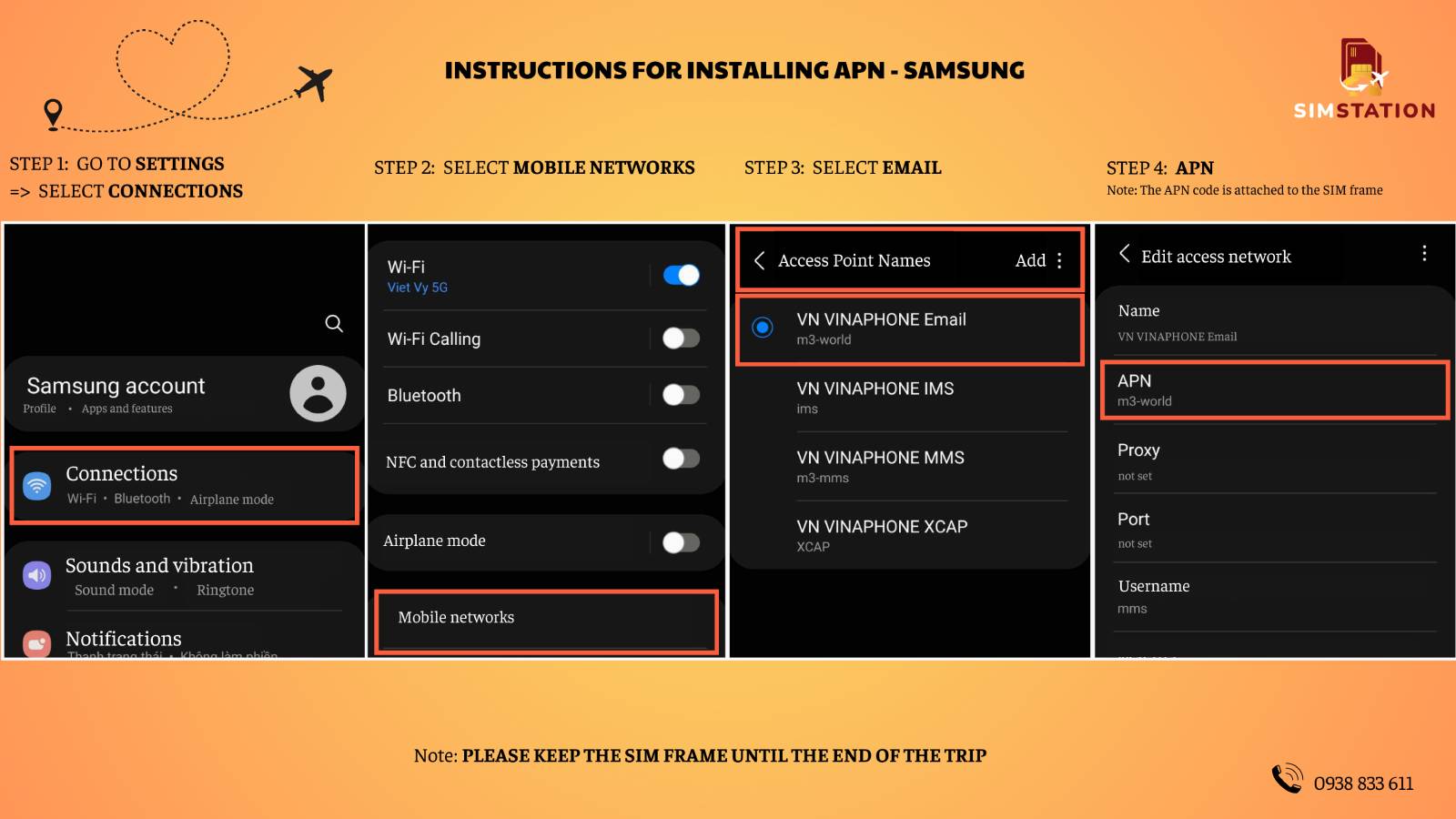 INSTRUCTIONS FOR INSTALLING APN - SAMSUNG