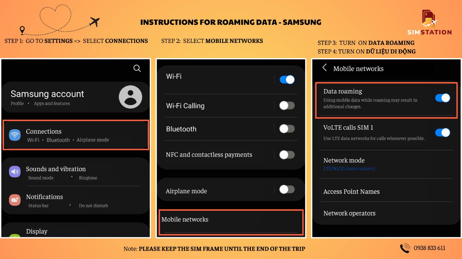INSTRUCTIONS FOR ROAMING DATA – SAMSUNG